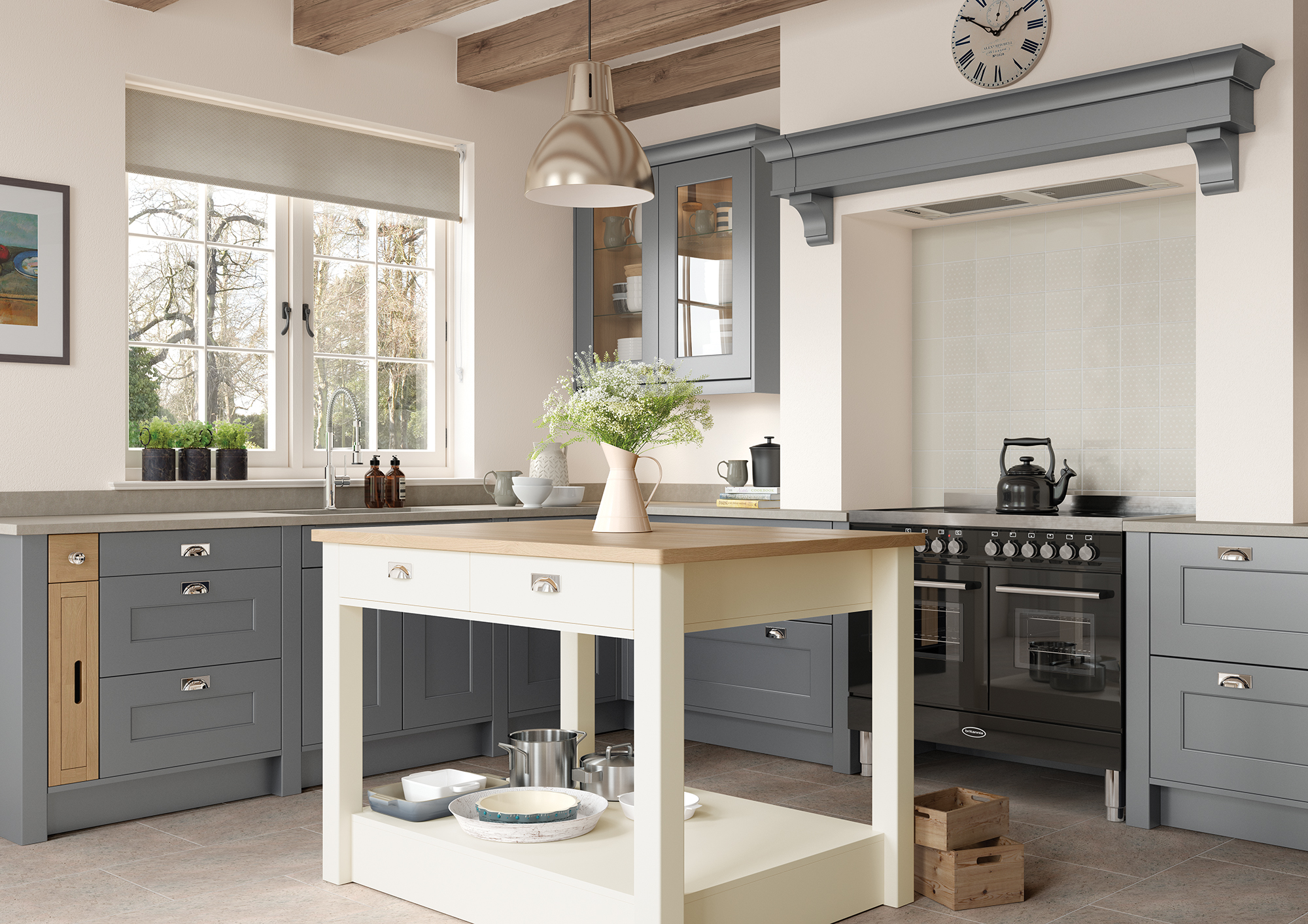 Kitchen Style : Florence | Colour: Dust Grey and Porcelain