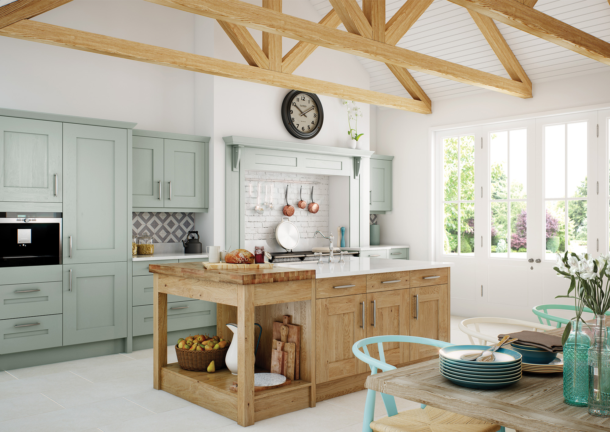 Kitchen style:  Clonmel  |  Colour: Light Oak & Painted